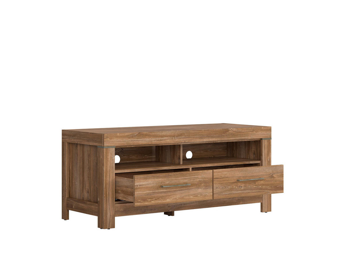 KOMODA POD TELEVIZI, barvy dubu, 138,5/60/54 cm - barvy dubu/barvy niklu, Design, kov/kompozitní dřevo (138,5/60/54cm) - Welnova