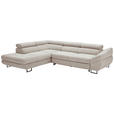 ECKSOFA in Webstoff Taupe  - Taupe/Schwarz, Design, Textil/Metall (235/280cm) - Hom`in