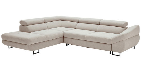 ECKSOFA in Webstoff Taupe  - Taupe/Schwarz, Design, Textil/Metall (235/280cm) - Hom`in