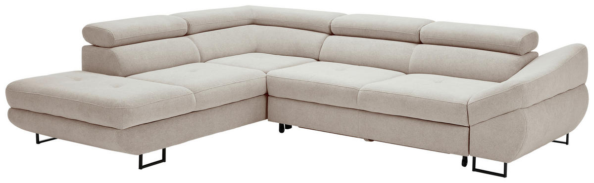 ECKSOFA in Webstoff Taupe  - Taupe/Schwarz, Design, Textil/Metall (235/280cm) - Hom`in