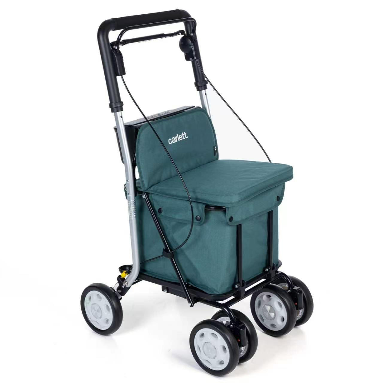 EINKAUFSTROLLEY  - Silberfarben/Mintgrün, Trend, Textil/Metall (65/88.5/52.5cm) - Milino
