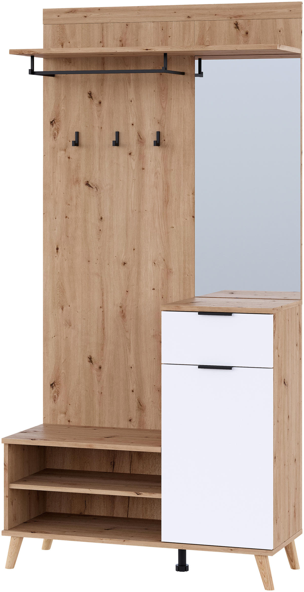 GARDEROBE  in 100/202/40 cm  - Weiß/Eiche Artisan, Design, Holzwerkstoff (100/202/40cm) - home24
