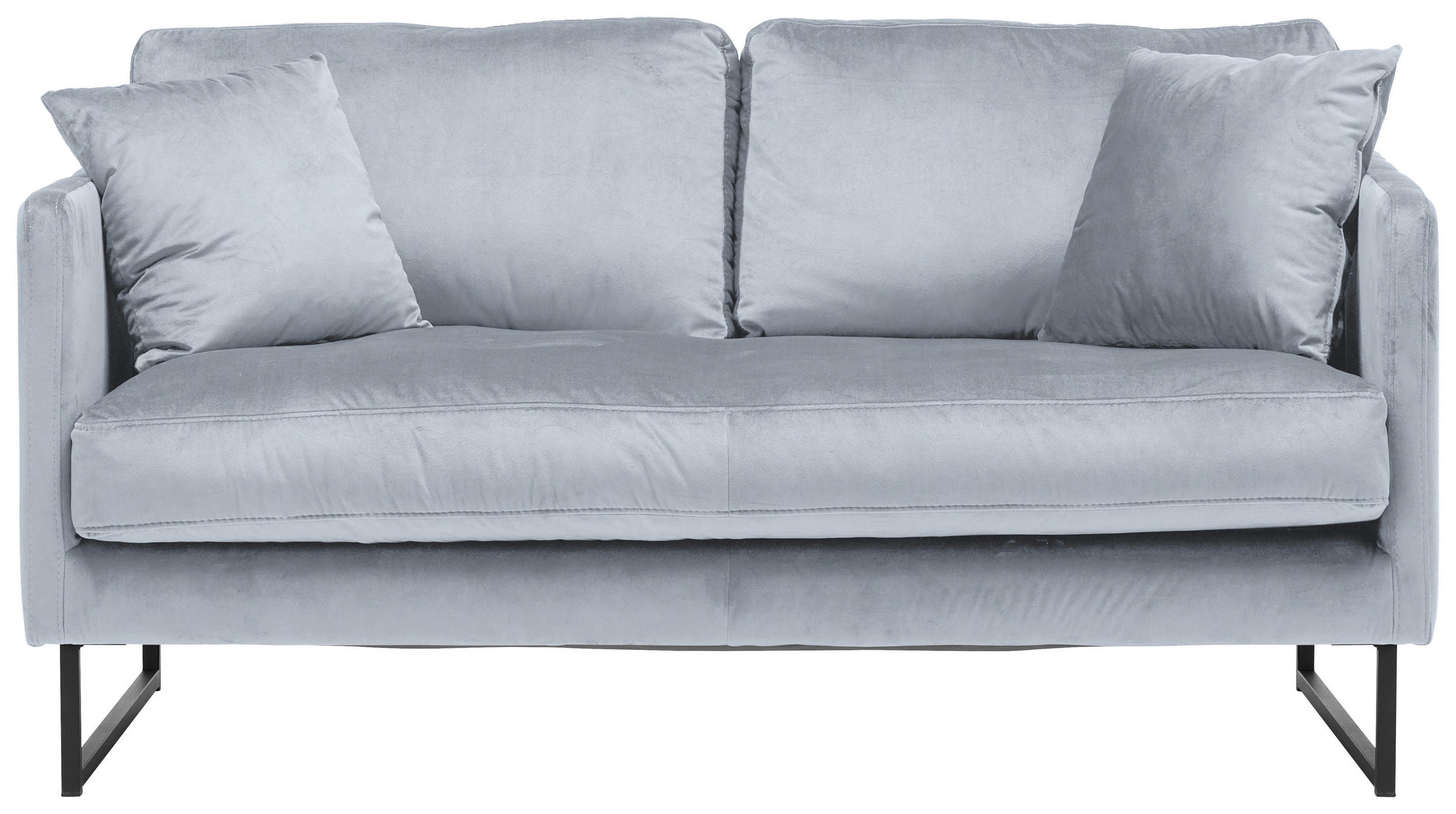 2-SITZER-SOFA Samt Grau, Silberfarben  - Silberfarben/Schwarz, Design, Textil/Metall (150/78/84cm) - Carryhome