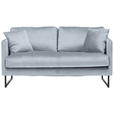 2-SITZER-SOFA in Samt Grau, Silberfarben  - Silberfarben/Schwarz, Design, Textil/Metall (150/78/84cm) - Carryhome