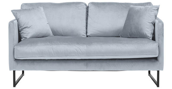 2-SITZER-SOFA in Samt Grau, Silberfarben  - Silberfarben/Schwarz, Design, Textil/Metall (150/78/84cm) - Carryhome