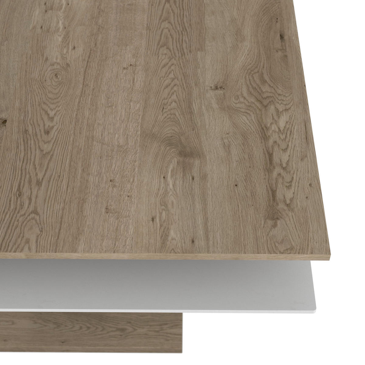 COUCHTISCH in Holz, Glas 90/90/46 cm  - Weiss/Eichefarben, Design, Glas/Holz (90/90/46cm) - Voglauer