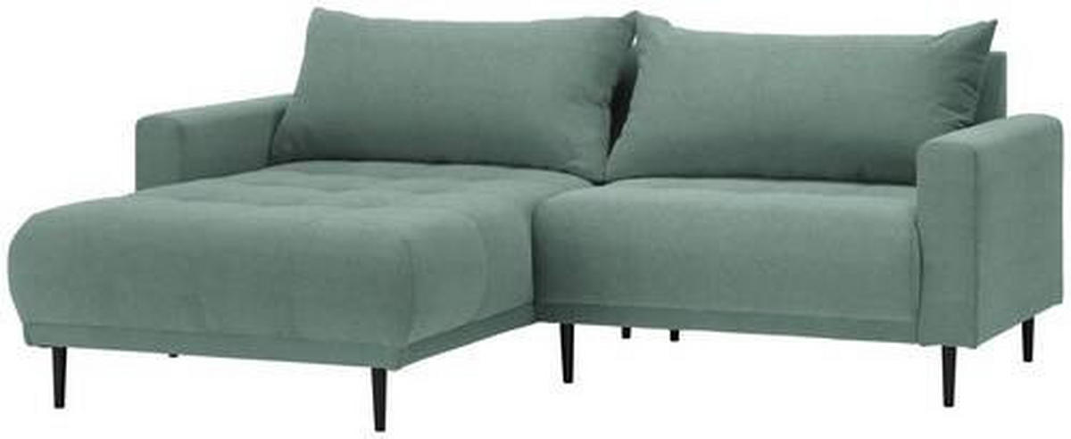 ECKSOFA in Flachgewebe Grün  - Schwarz/Grün, Design, Holz/Textil (160/215cm) - Stylife