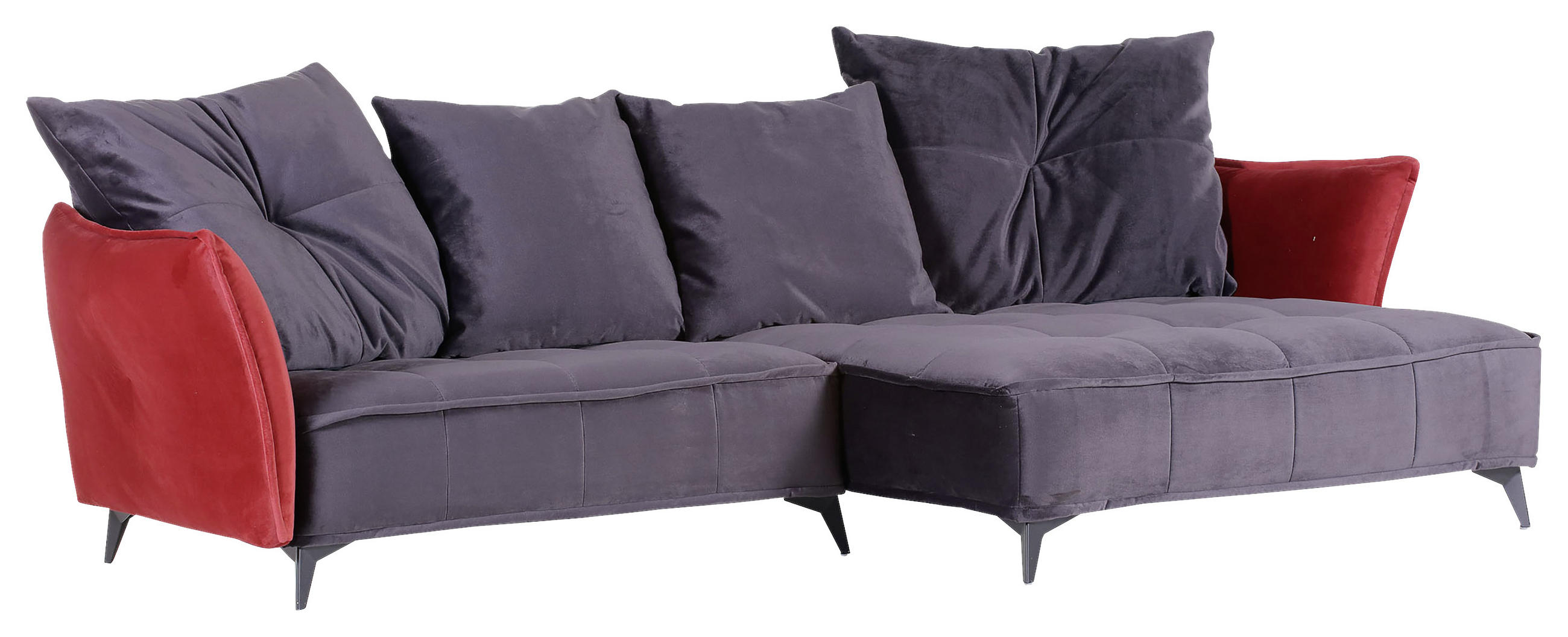 Wohnlandschaft in Textil Rot, Dunkelgrau