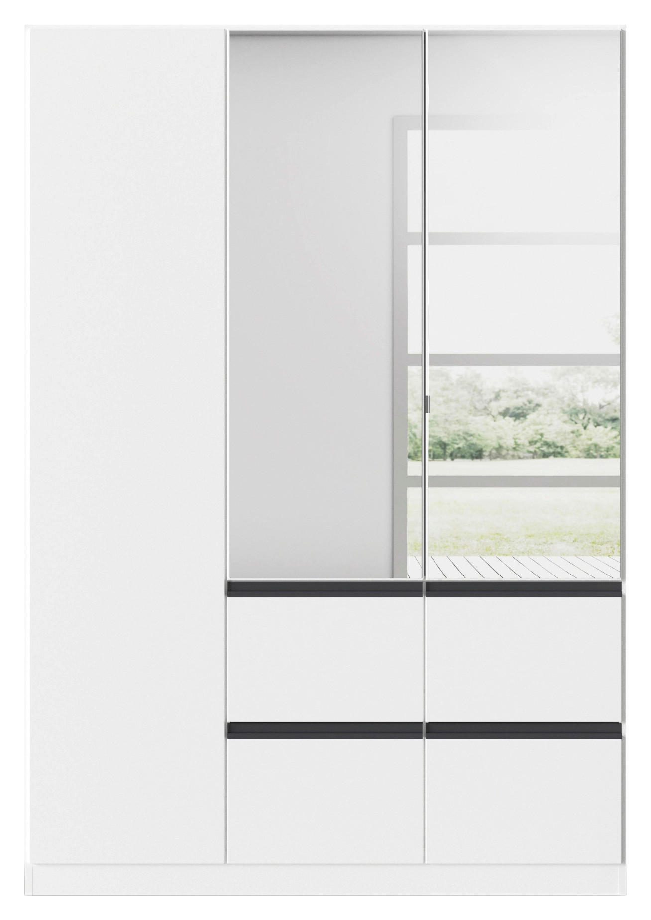 KLEIDERSCHRANK in Weiss, Dunkelgrau - Weiss/Dunkelgrau, Trend, Glas/Holzwerkstoff (136/197/54cm) - Xora