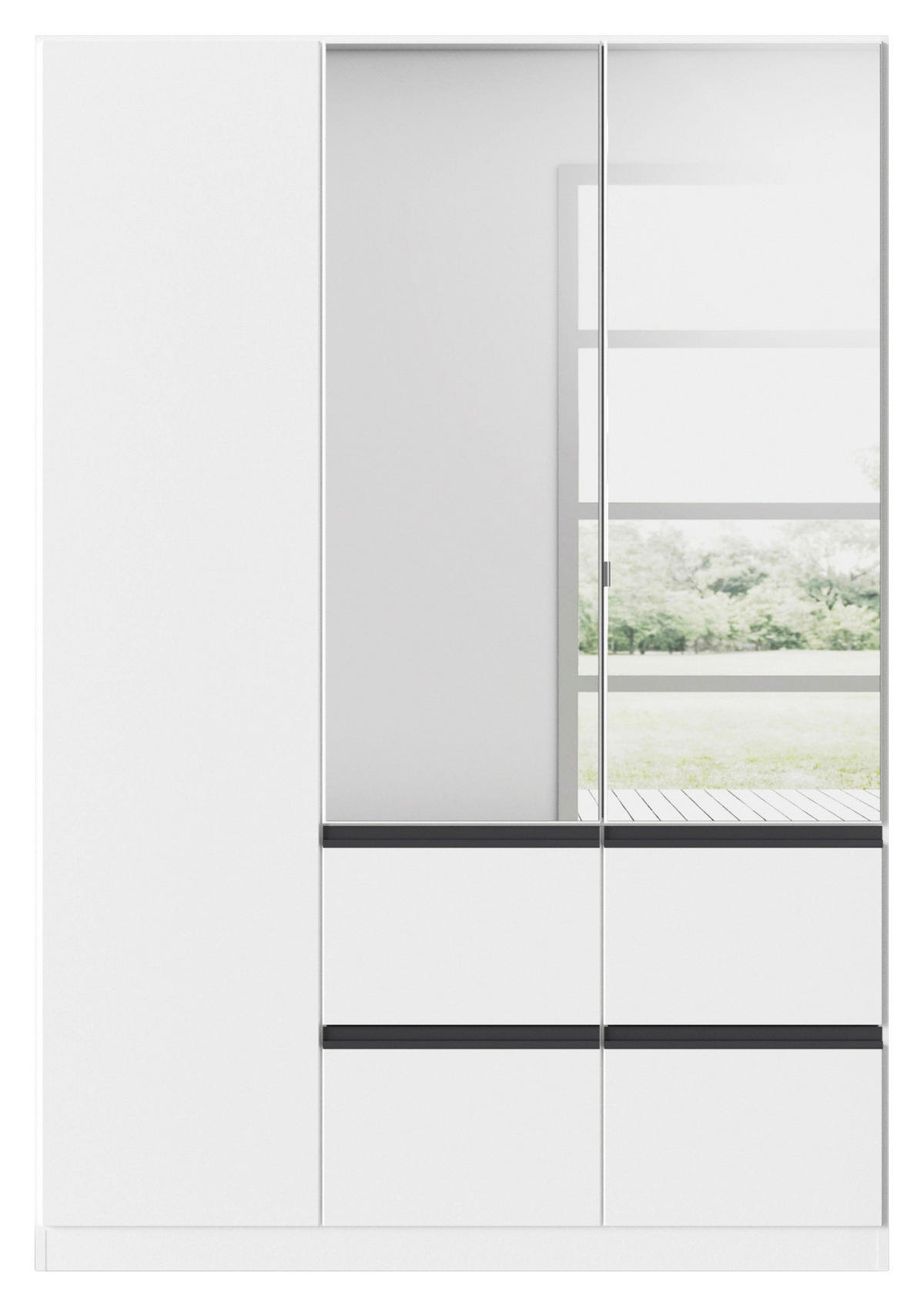 KLEIDERSCHRANK in Weiss, Dunkelgrau  - Weiss/Dunkelgrau, Trend, Glas/Holzwerkstoff (136/197/54cm) - Xora