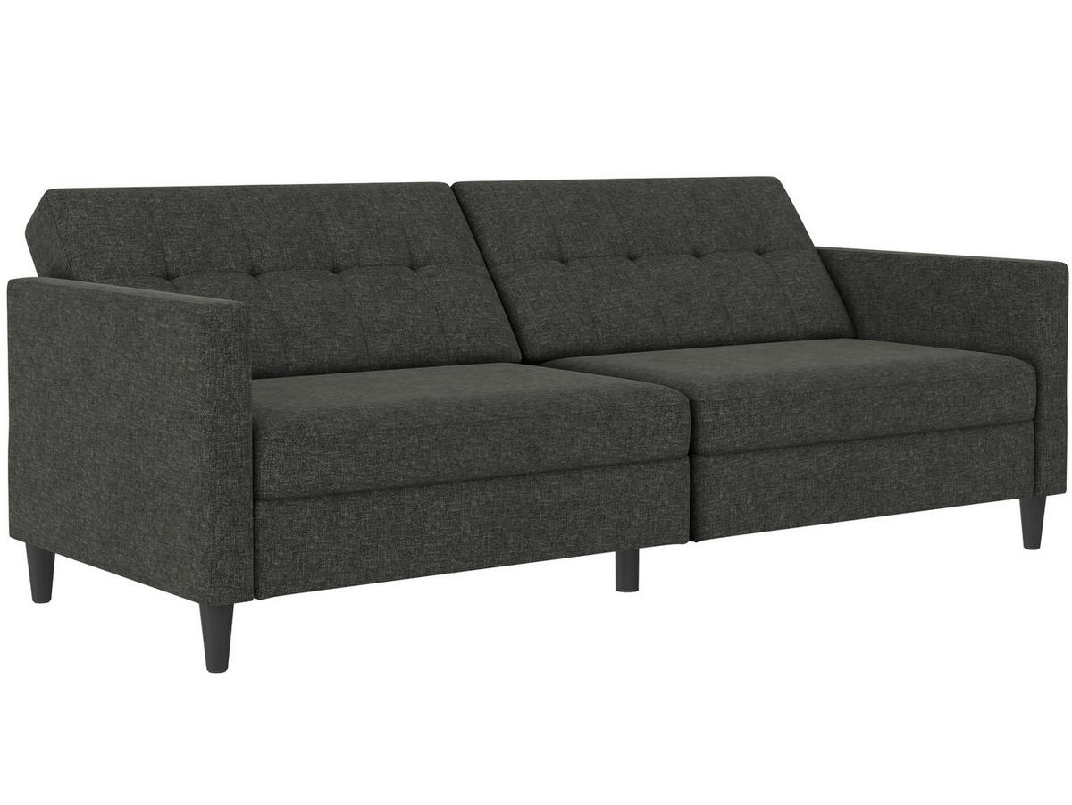 SCHLAFSOFA HANNOVER in Webstoff, Leinenoptik Anthrazit Vintage, Skandinavisch, Modern  - Anthrazit/Schwarz, Basics, Kunststoff/Textil (203/82/83cm) - Livetastic