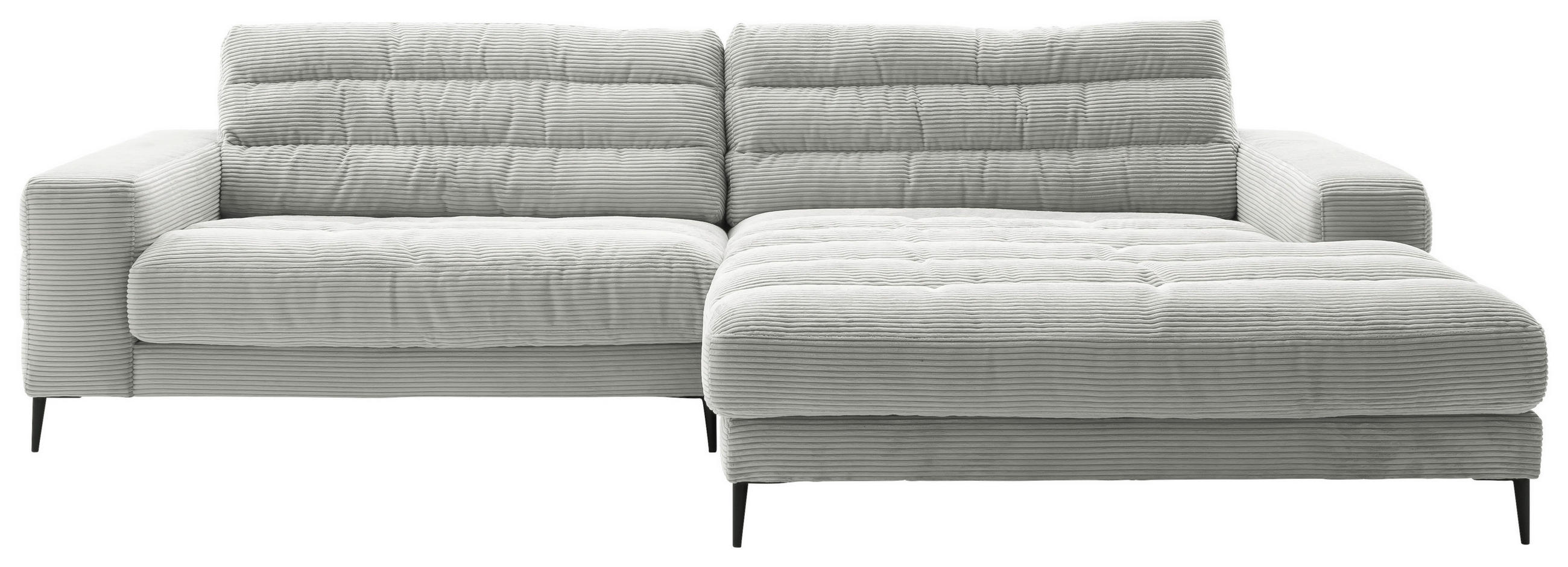 ECKSOFA in Cord Hellgrau  - Hellgrau/Schwarz, Design, Textil/Metall (296/207cm) - Dieter Knoll