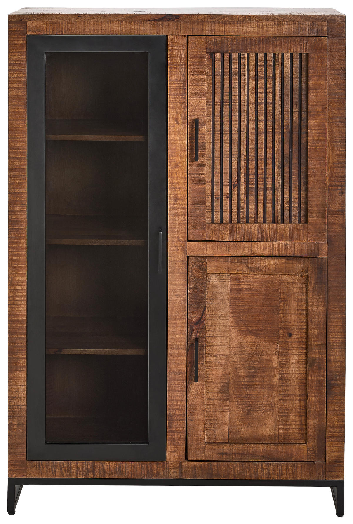 VITRINE  in vollmassiv Mangoholz Naturfarben  - Schwarz/Naturfarben, LIFESTYLE, Glas/Holz (90/142/40cm) - Landscape