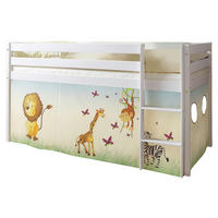 HOCHBETT 90/200 cm,  in Multicolor, Weiß, Leiter, Vorhang  - Multicolor/Weiß, Natur, Holz (90/200cm) - MID.YOU