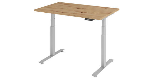 SCHREIBTISCH 120/80/64,5-129,5 cm Silberfarben höhenverstellbar  - Silberfarben, KONVENTIONELL, Holzwerkstoff/Metall (120/80/64,5-129,5cm) - Venda