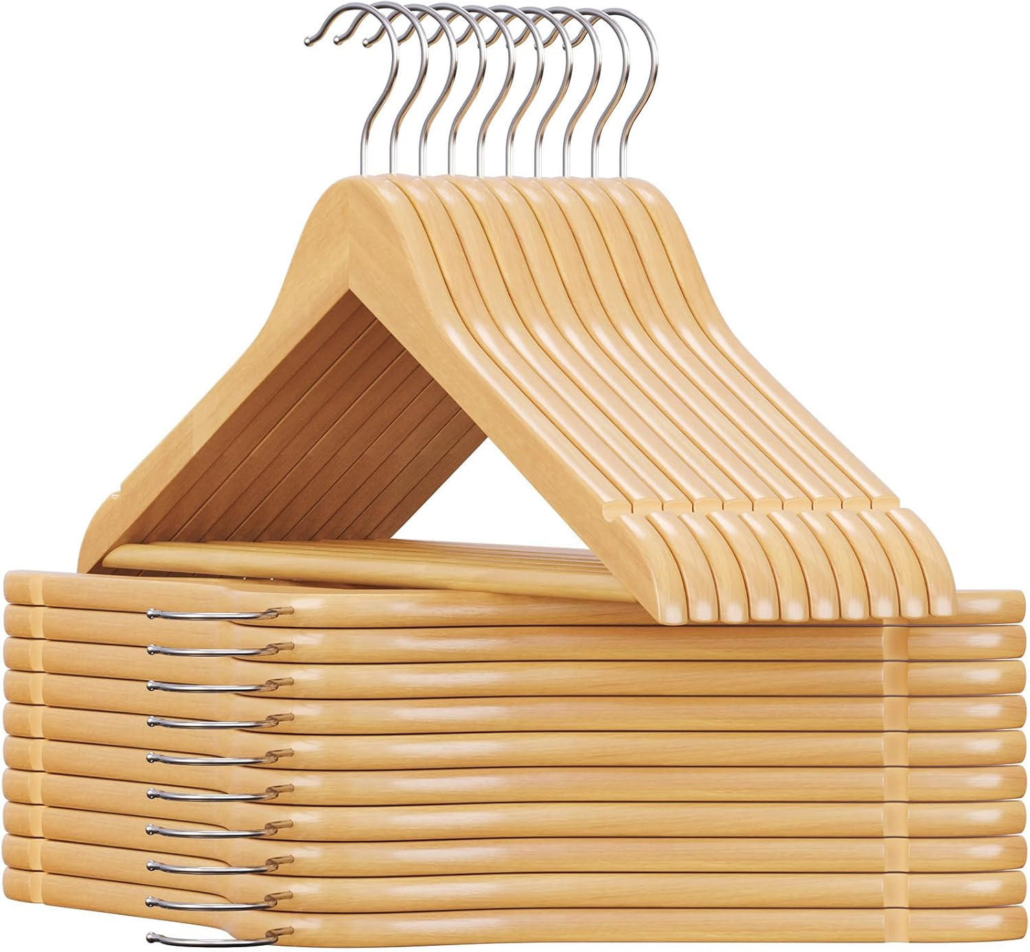 KLEIDERBÜGELSET Holz  - Birkefarben, Basics, Holz (44.5/23/1.2cm)