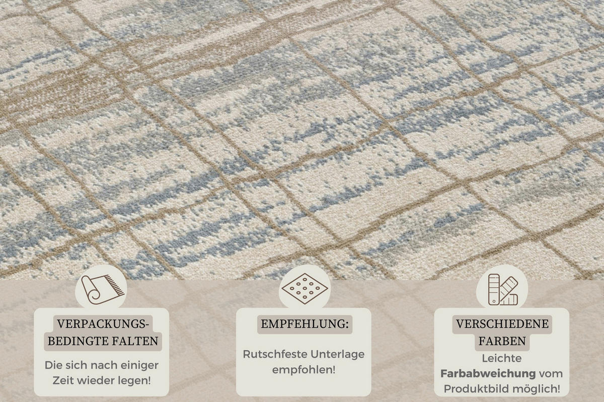 FLACHWEBETEPPICH 160/235 cm Terrain Blau, Creme  - Blau/Creme, Basics, Kunststoff/Textil (160/235cm)
