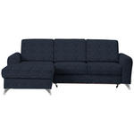 ECKSOFA Dunkelblau Flachgewebe  - Silberfarben/Dunkelblau, Design, Textil/Metall (167/244cm) - Cantus