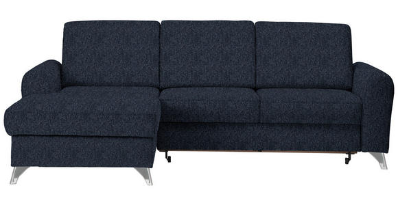 ECKSOFA Dunkelblau Flachgewebe  - Silberfarben/Dunkelblau, Design, Textil/Metall (167/244cm) - Cantus