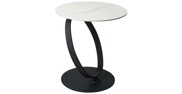 BEISTELLTISCH 50/50/54 cm Schwarz, Weiß rund  - Schwarz/Weiß, Design, Glas/Keramik (50/50/54cm) - Dieter Knoll