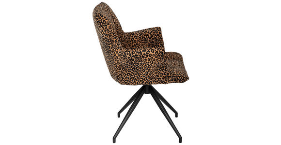 ARMLEHNSTUHL  Stoffauswahl, Sitzfläche 360° drehbar, automatische Rückholfunktion Jacquard  - Schwarz/Braun, Design, Textil/Metall (59/89.5/63cm) - Novel