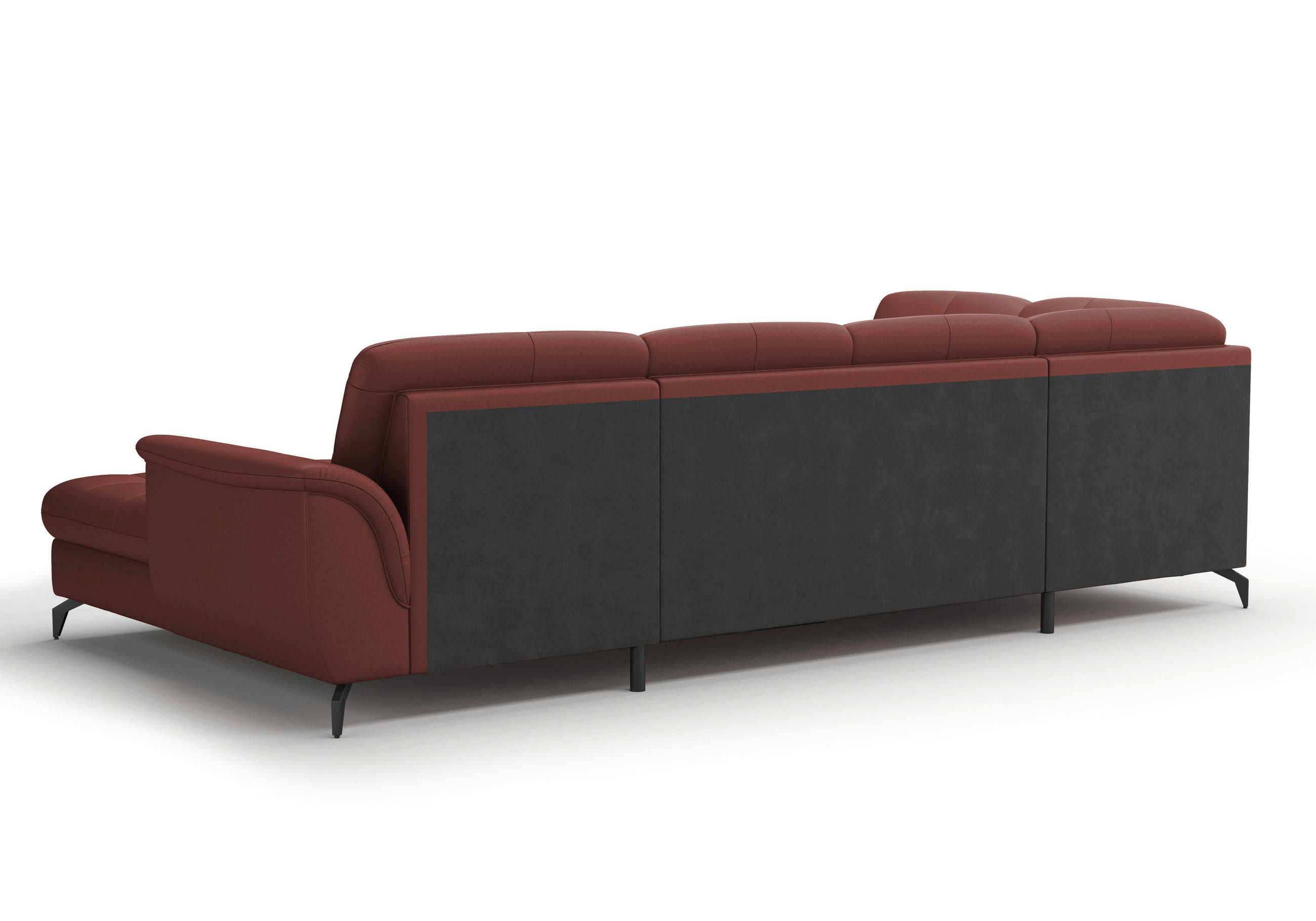 WOHNLANDSCHAFT Rotbraun Kombination Echtleder/Stoff Vliesstoff  - Rotbraun/Schwarz, MODERN, Leder/Textil (212/319/164cm) - Sit & More