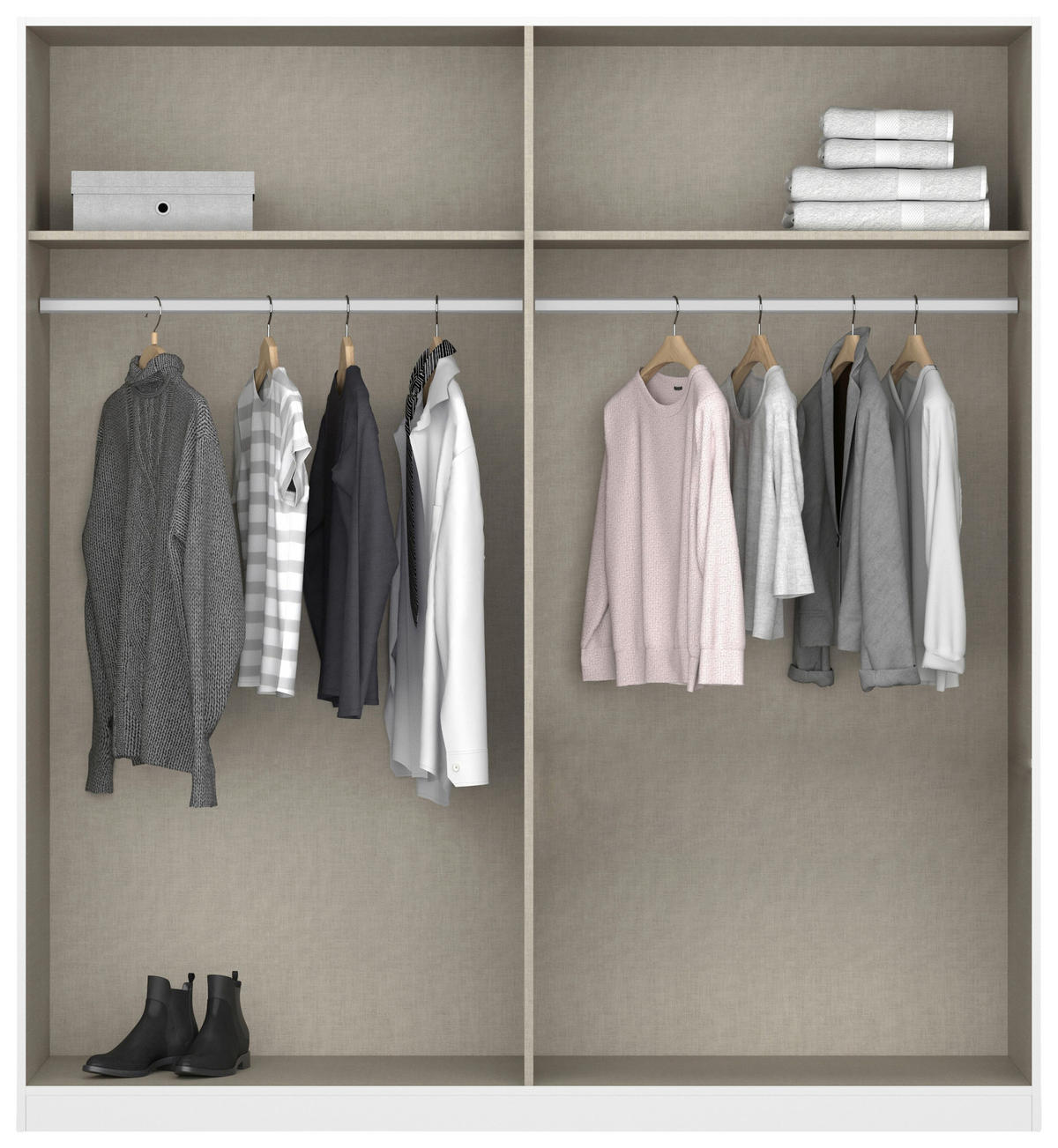 DREHTÜRENSCHRANK 181/197/54 cm,  in Weiß, 4-türig  - Alufarben/Weiß, KONVENTIONELL, Holzwerkstoff/Kunststoff (181/197/54cm) - home24