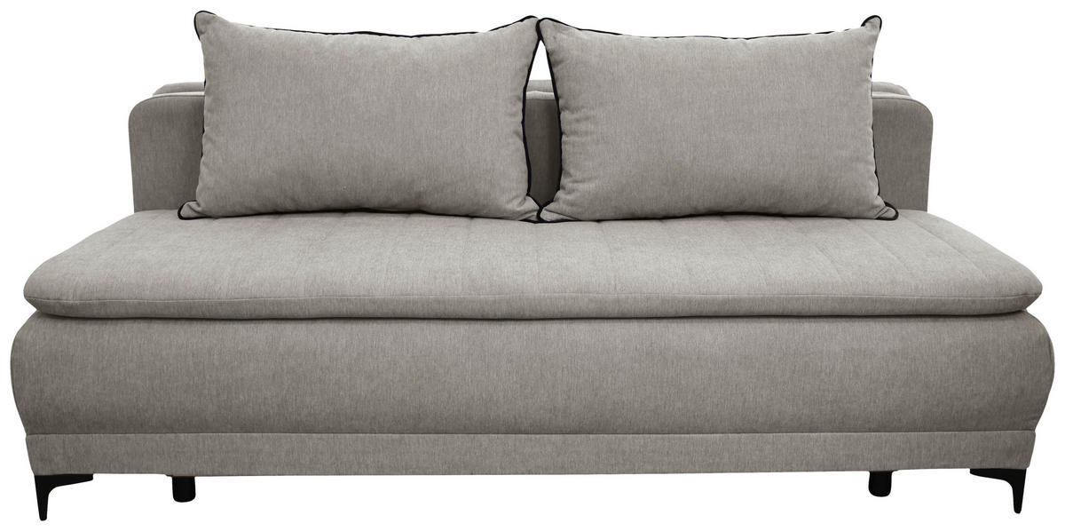 SCHLAFSOFA MOLISS  mit Liegefunktion Flachgewebe Taupe  - Taupe/Schwarz, Basics, Textil/Metall (202/98/78cm) - Livetastic