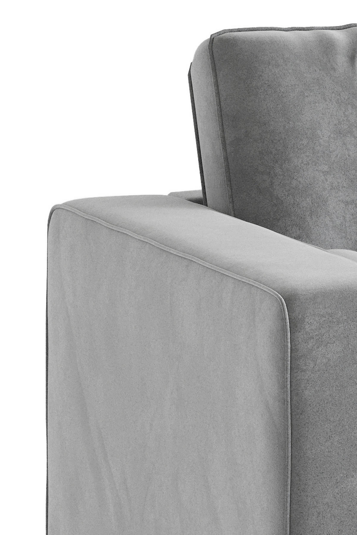 ECKSOFA in Flachgewebe Blaugrau  - Edelstahlfarben/Anthrazit, Design, Textil/Metall (259/205cm) - Livetastic