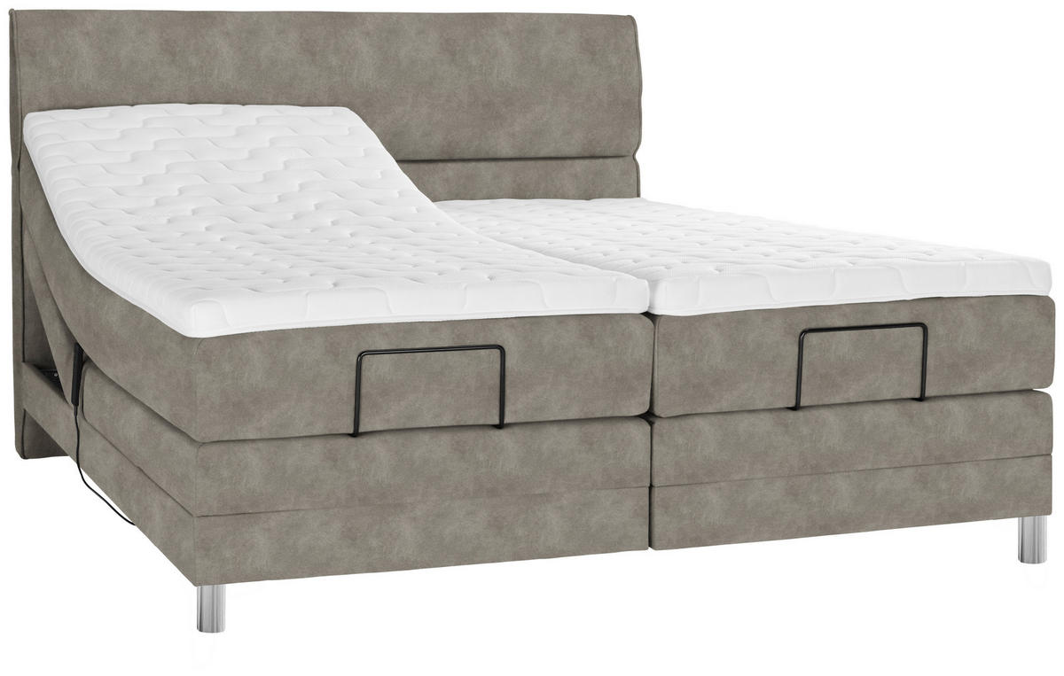 BOXSPRINGBETT 180/200 cm  in Hellgrau  - Chromfarben/Hellgrau, Konventionell, Kunststoff/Textil (180/200cm) - Voleo