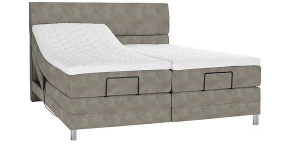 BOXSPRINGBETT 160/200 cm  in Hellgrau  - Chromfarben/Hellgrau, KONVENTIONELL, Kunststoff/Textil (160/200cm) - Voleo