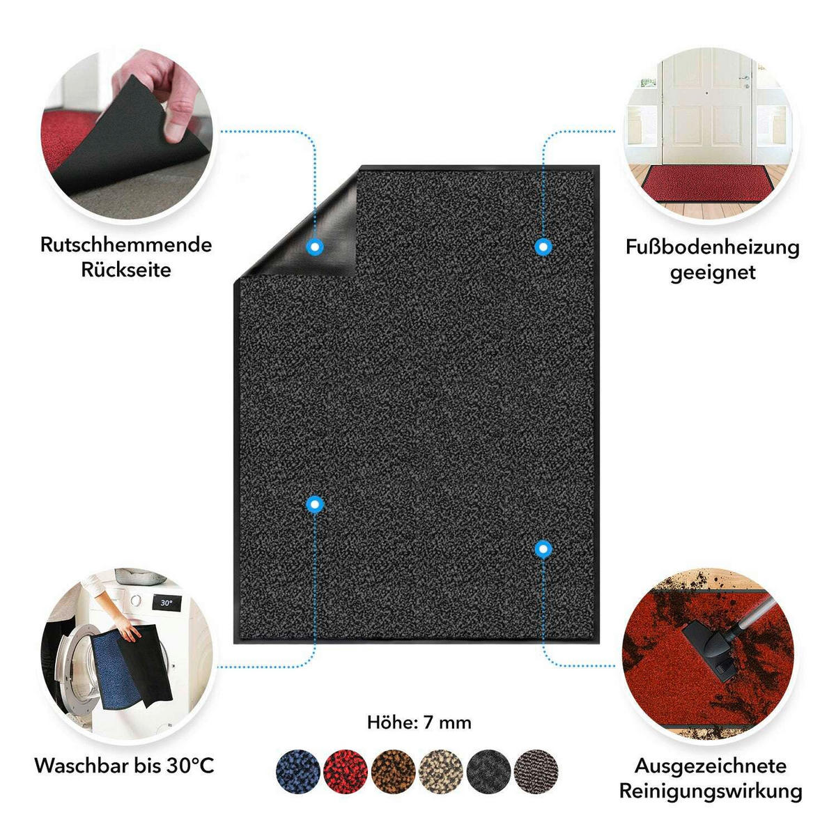 SCHMUTZFANGMATTE  60/90 cm  Rot  - Rot, KONVENTIONELL, Kunststoff (60/90cm) - Floordirekt
