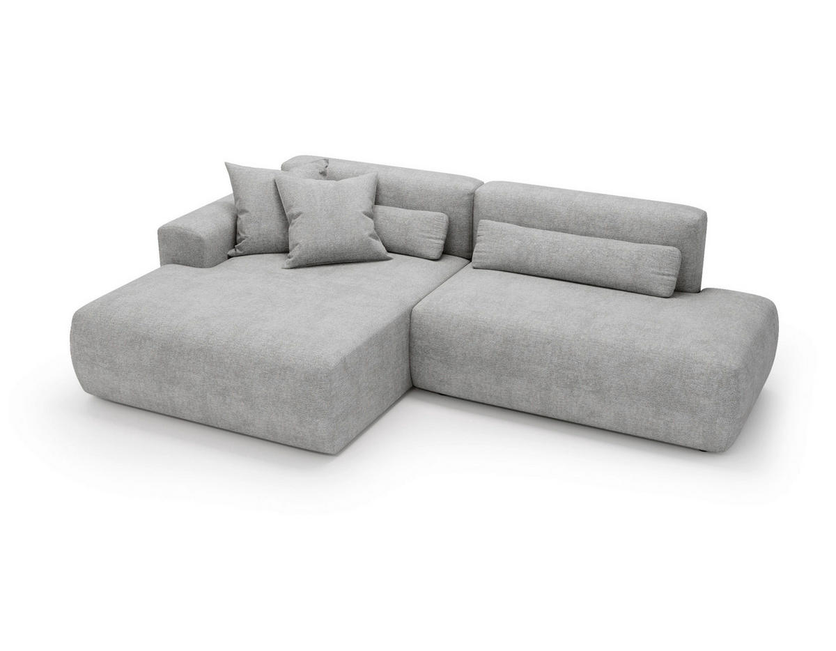 ECKSOFA REVE in Chenille Hellgrau  160/284 cm  - Hellgrau/Schwarz, Design, Kunststoff/Textil (160/284cm) - Livetastic