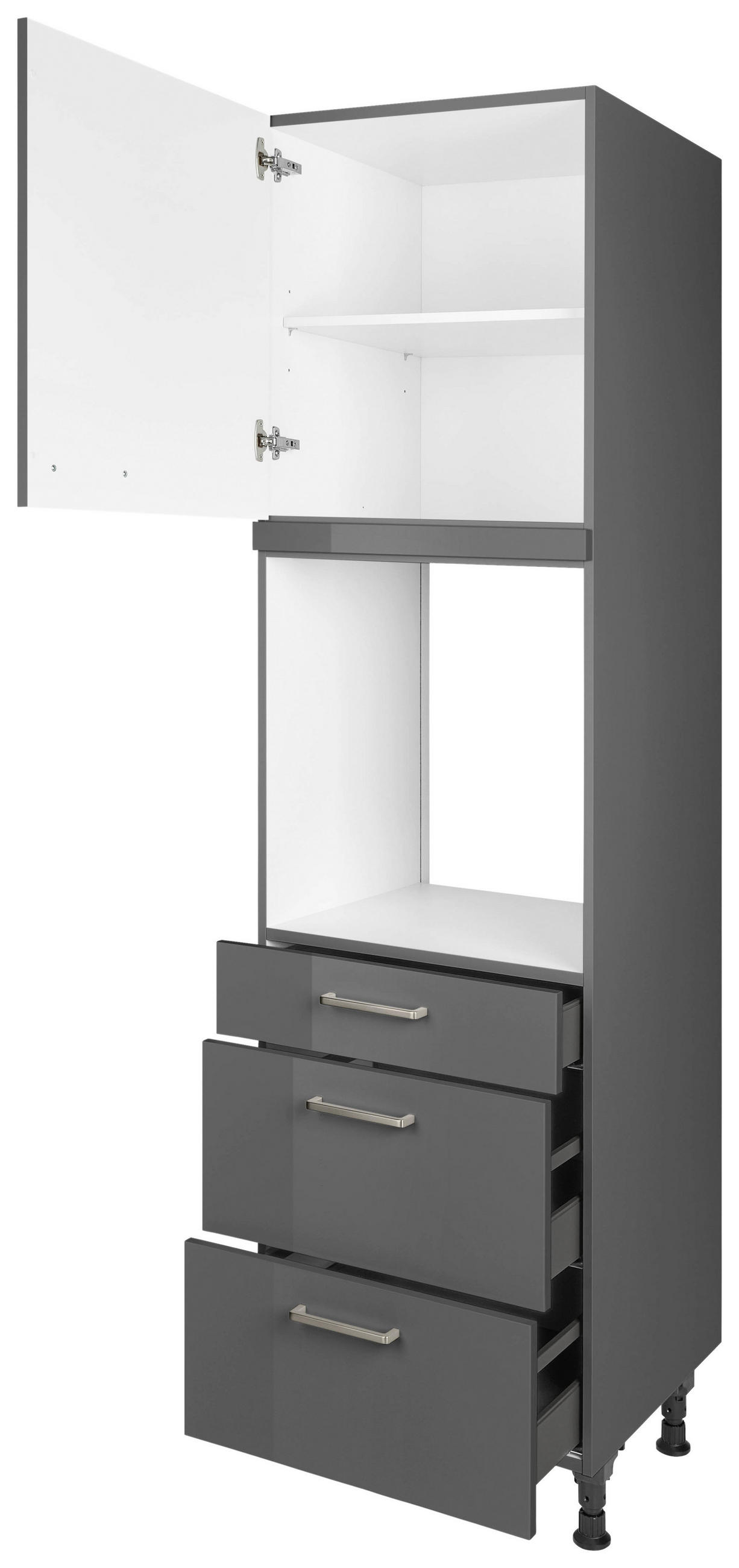 GERÄTEUMBAUSCHRANK 60/216,6/58 cm  in Schieferfarben  - Schieferfarben/Edelstahlfarben, MODERN, Holzwerkstoff/Metall (60/216,6/58cm) - Nobilia