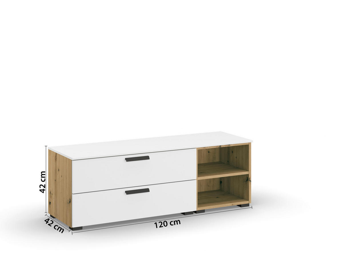 TV-ELEMENT 120/42/42 cm  - Graphitfarben/Alufarben, Design, Holzwerkstoff/Kunststoff (120/42/42cm) - Xora