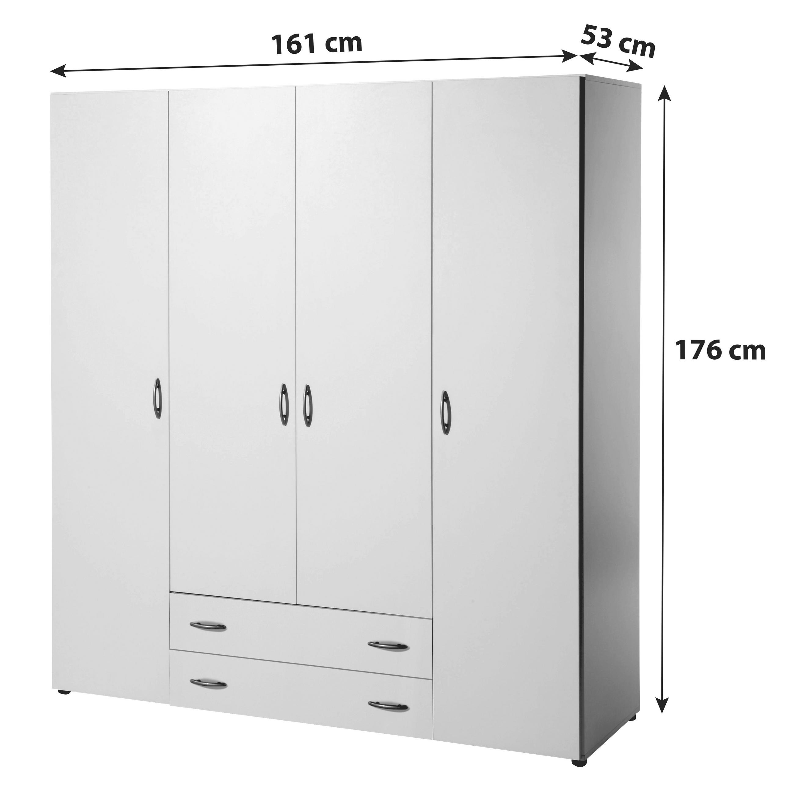 SKRIŇA S OTOČNÝMI DVERAMI, farba duba, 161/176/53 cm - farba duba/hliníková, Konventionell, kompozitné drevo/plast (161/176/53cm) - P & B