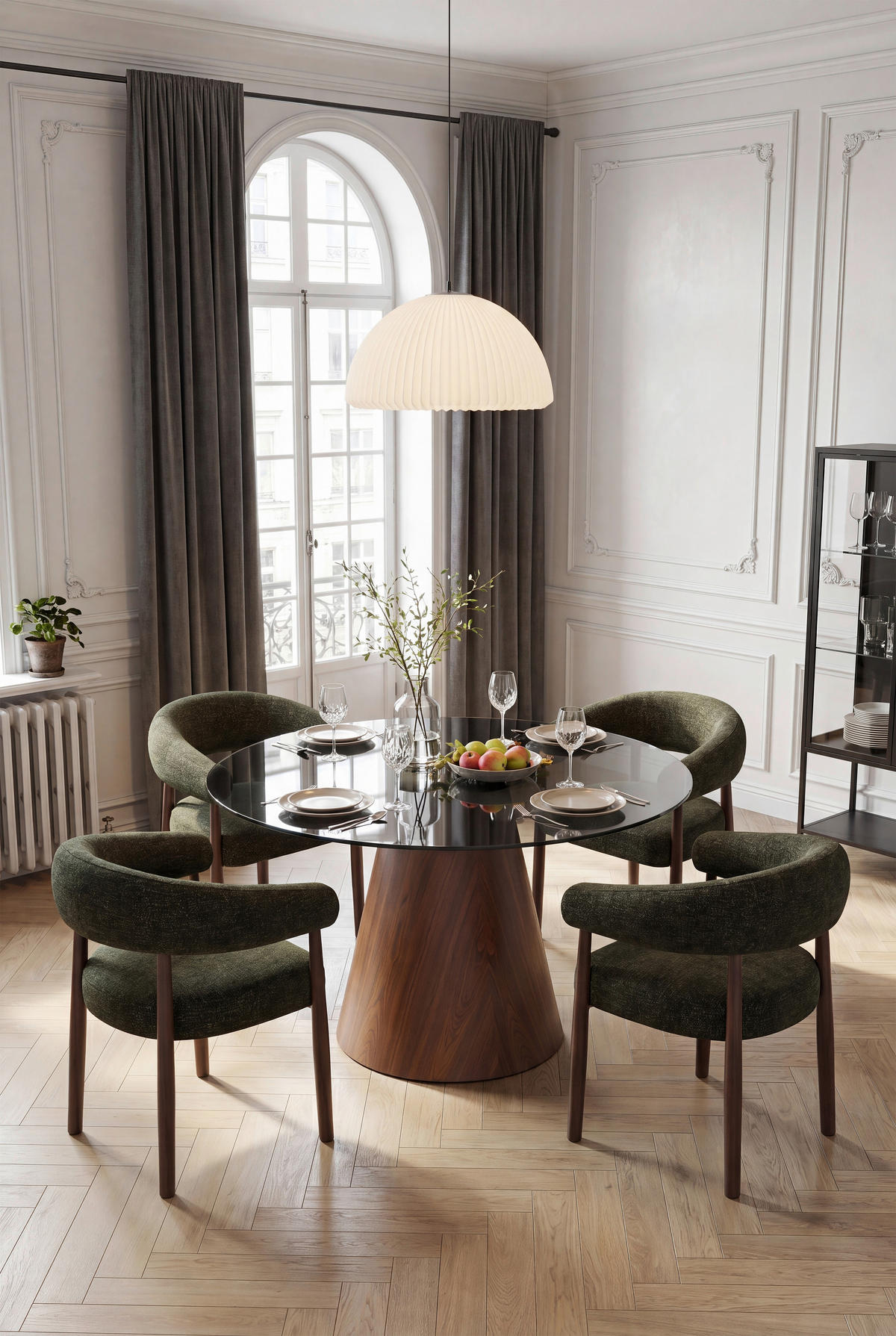 ESSTISCH Nachbildung  Glas, Holzwerkstoff rund Beige, Walnussfarben  - Beige/Walnussfarben, MODERN, Glas/Holzwerkstoff (120/75cm) - MID.YOU