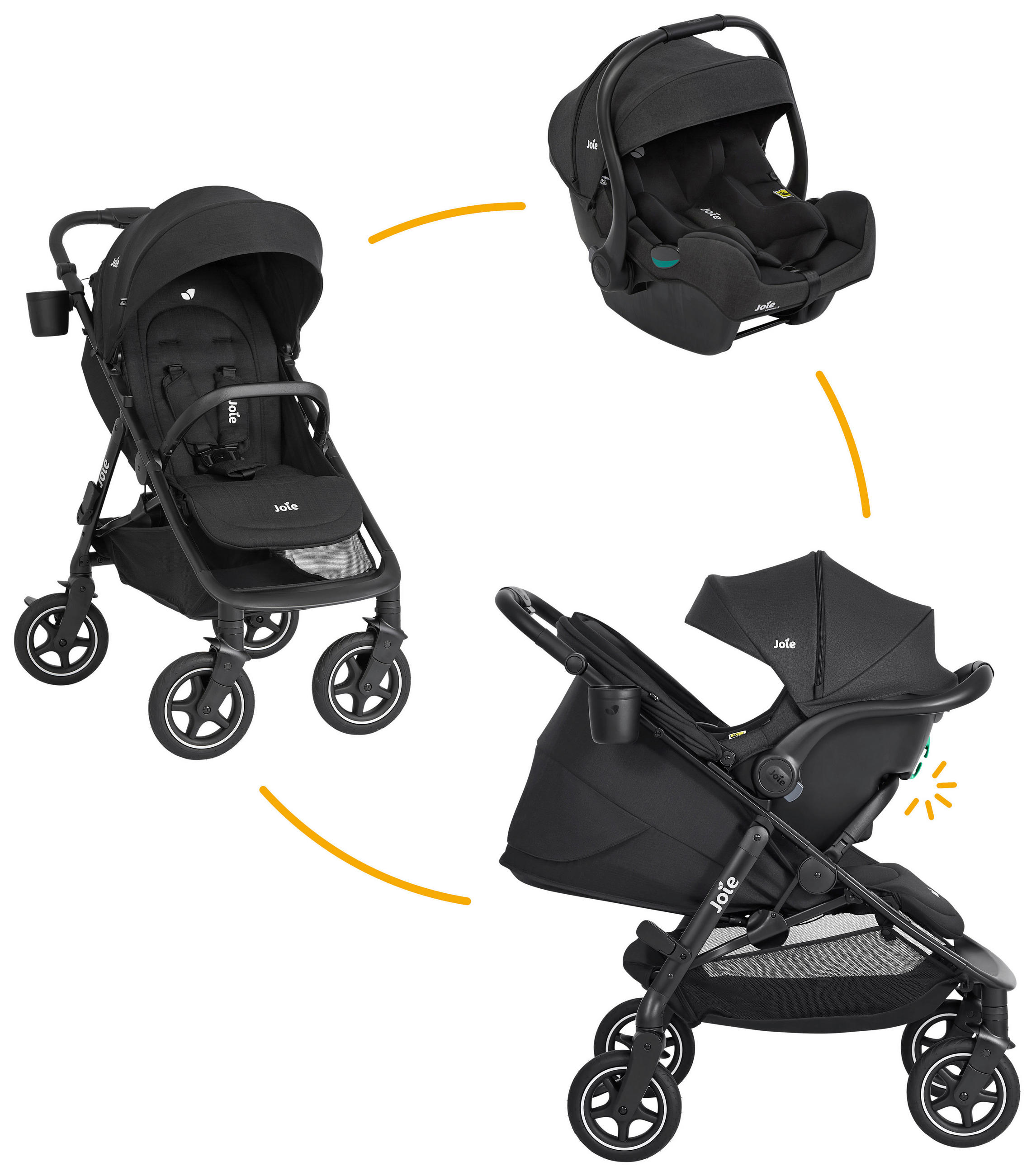 KINDERWAGENSET Joie Mydrift Bundle  - Schwarz, Basics, Textil/Metall (58,5/108/97cm) - Joie