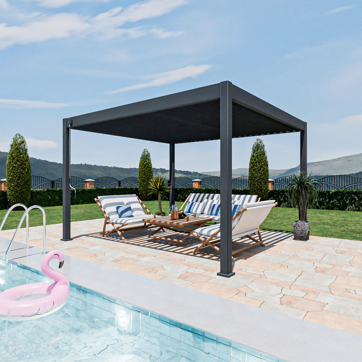 PERGOLA 360/400/255 cm   - Graphitfarben, Basics, Metall (360/400/255cm) - Gardenson