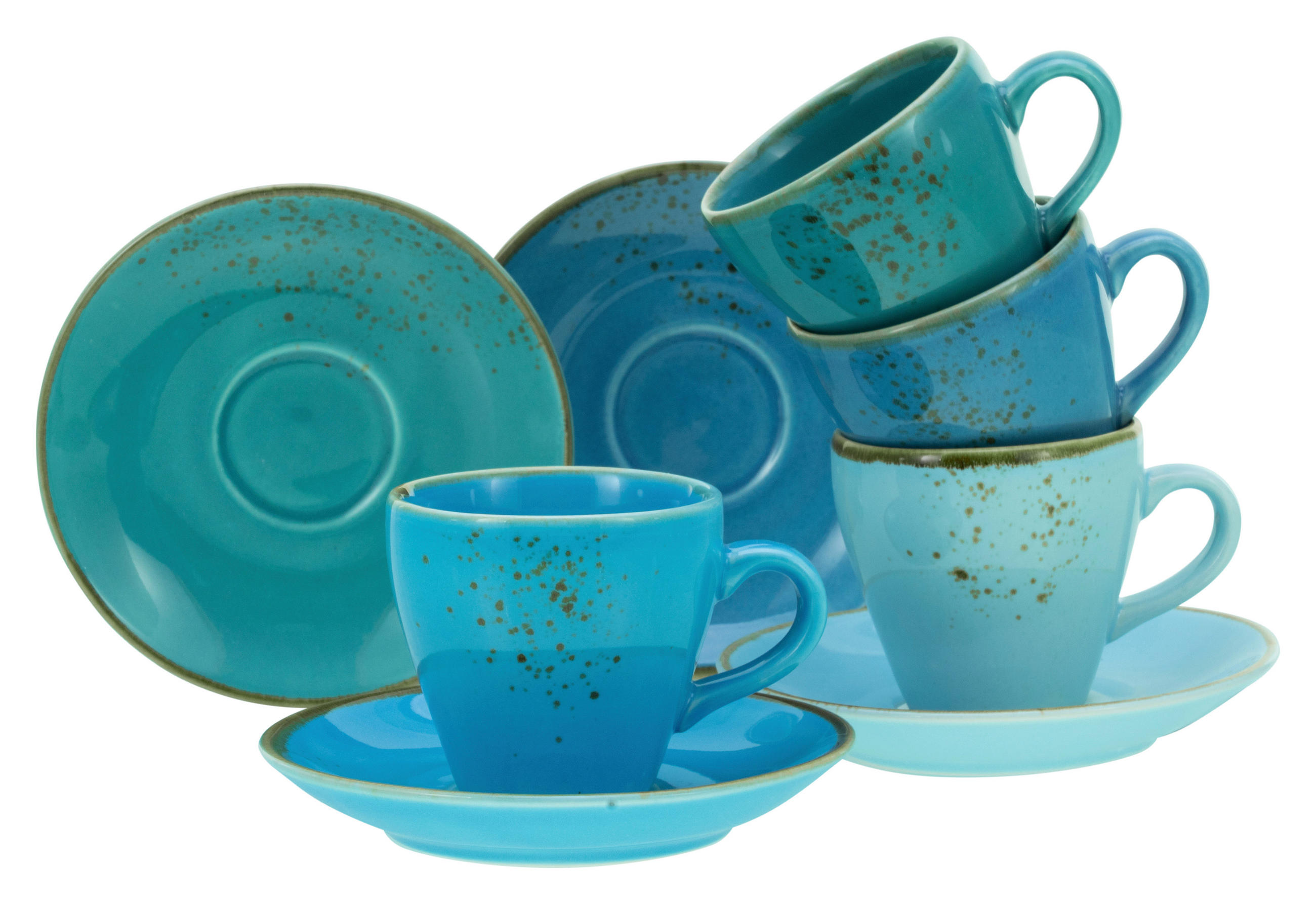 KÁVOVÁ SOUPRAVA, kamenina - modrá/barvy zlata, keramika (19/19/22cm) - Creatable