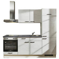 KÜCHENLEERBLOCK 220 cm   in Graphitfarben, Weiß, Hellgrau  - Hellgrau/Schwarz, Design, Holzwerkstoff/Metall (220cm) - Pino