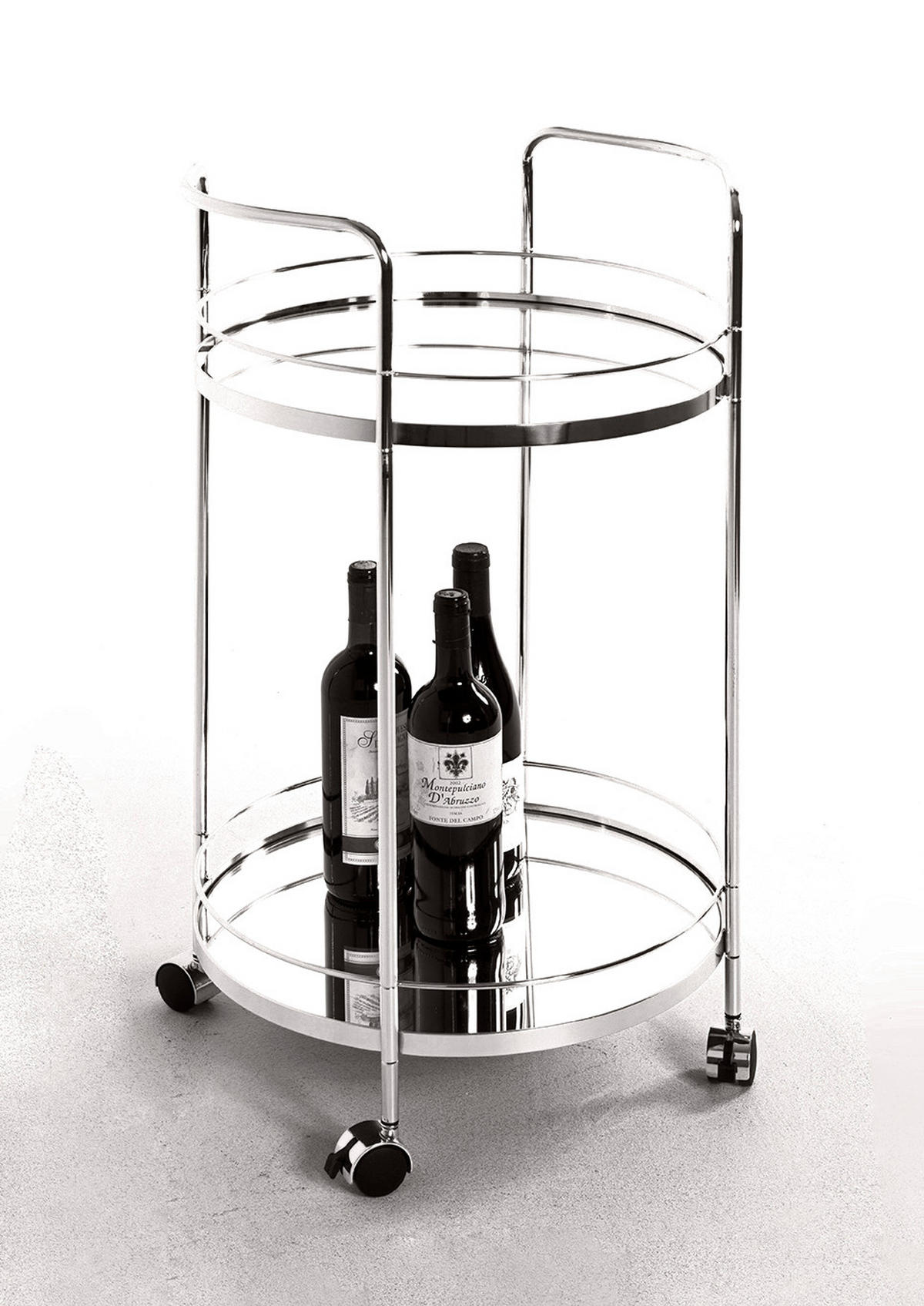 SERVIERWAGEN in Chromfarben  - Chromfarben/Messingfarben, Trend, Glas/Kunststoff (48/48/80cm)