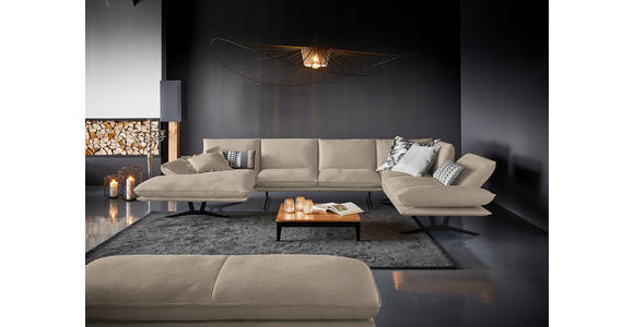 WOHNLANDSCHAFT in Echtleder Sandfarben - Sandfarben/Schwarz, Natur, Leder/Metall (155/359/217cm) - Dieter Knoll