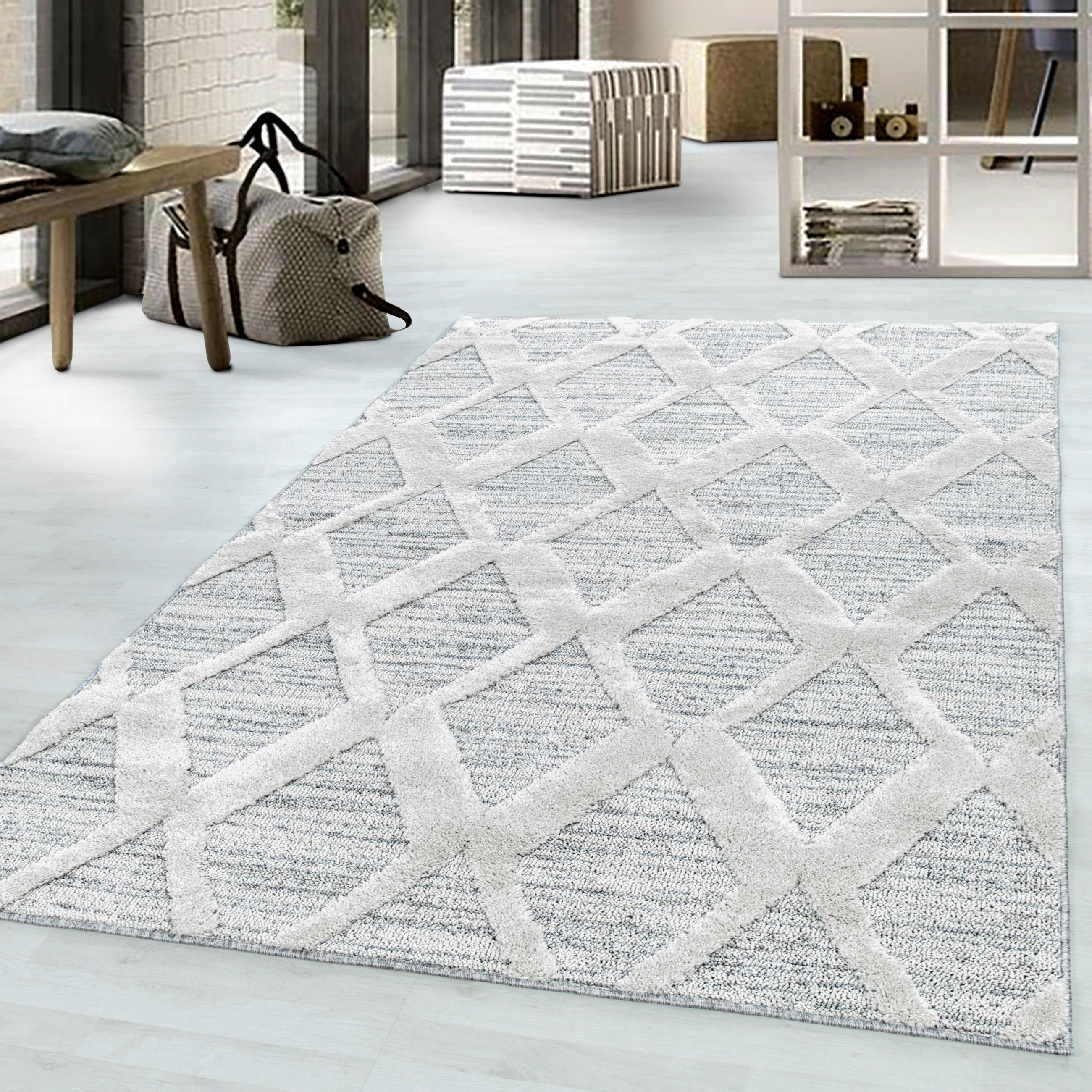 VÄVD MATTA 80/150 cm Pisa 4703 grau  - grå, Klassisk, textil (80/150cm)