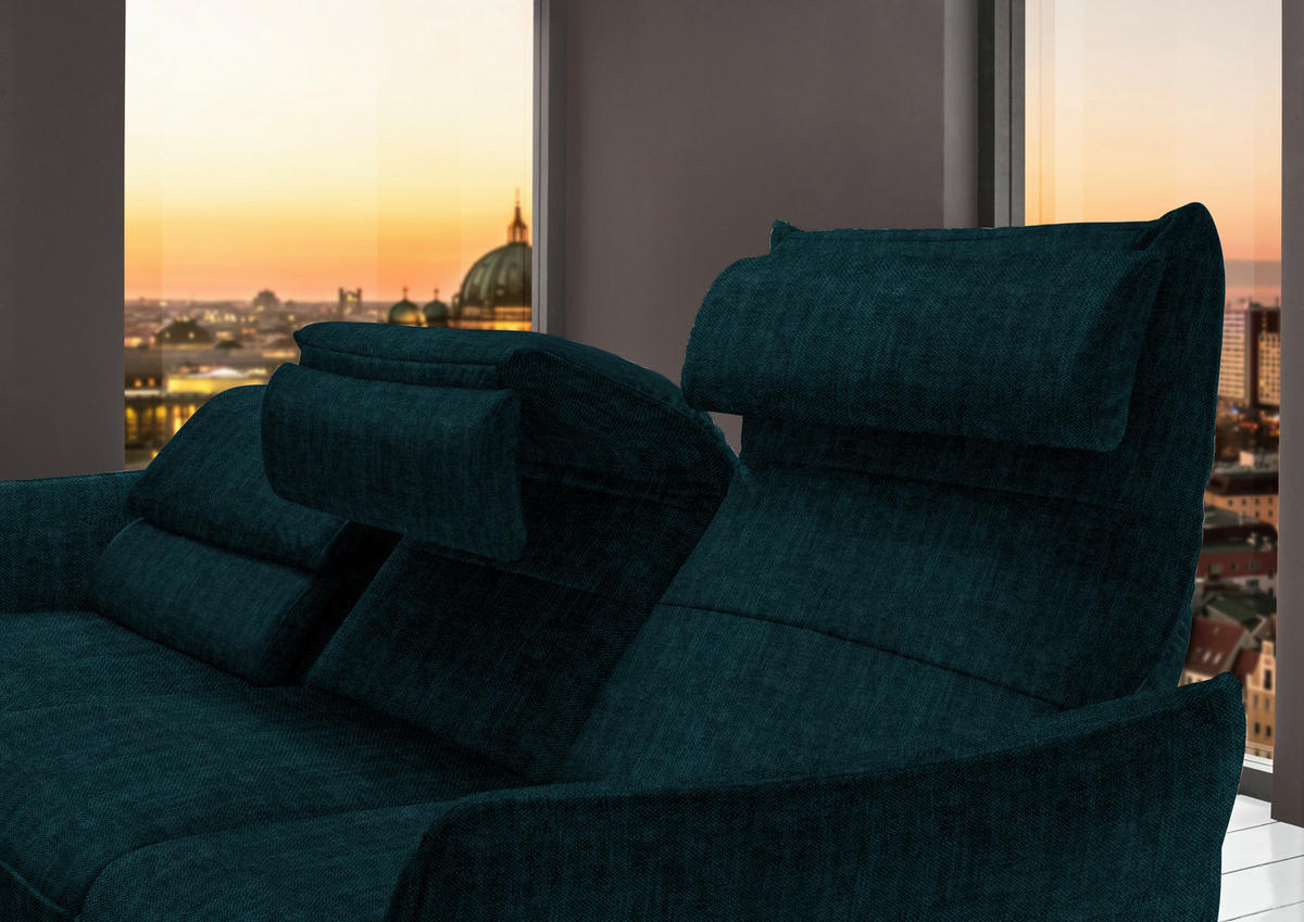 ECKSOFA in Velours Waldgrün  - Waldgrün/Schwarz, Design, Textil/Metall (153/283cm) - Valdera