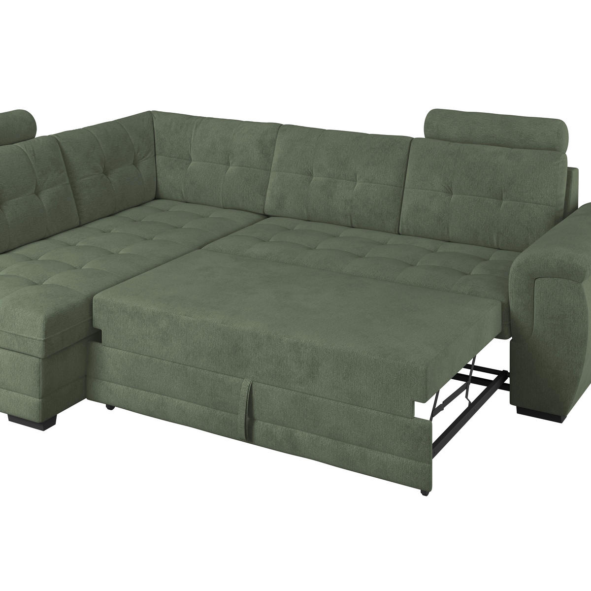 ECKSOFA  Mikrofaser, Struktur Grün  - Schwarz/Grün, Konventionell, Kunststoff/Textil (183/251cm) - MID.YOU