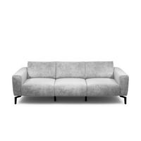 3-SITZER-SOFA in Samt Hellgrau  - Hellgrau/Schwarz, Design, Textil/Metall (250/86/86-94cm) - SENSOO