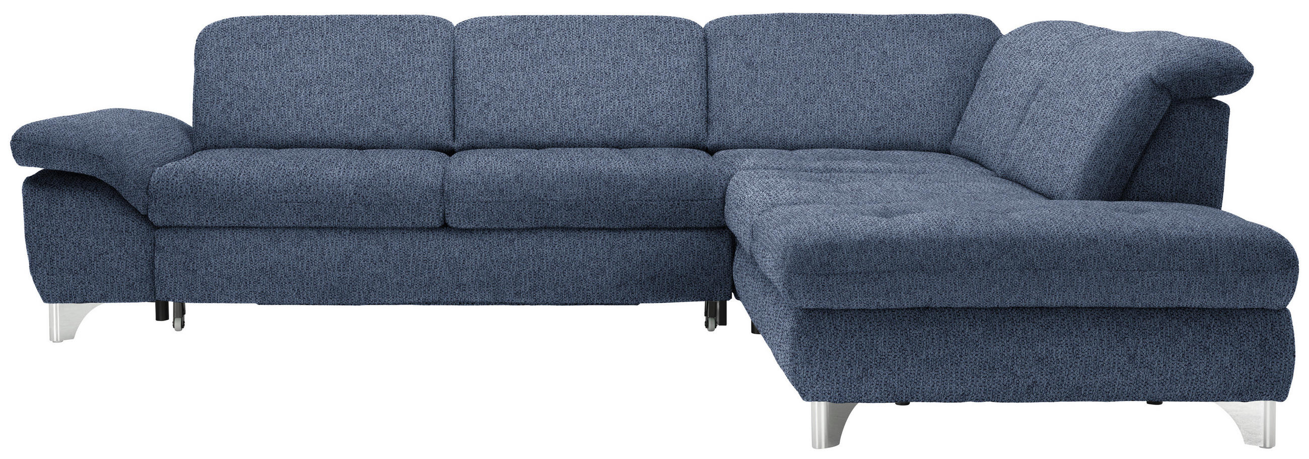ECKSOFA Blau Webstoff  - Chromfarben/Blau, Design, Textil/Metall (319/260cm) - Beldomo Style
