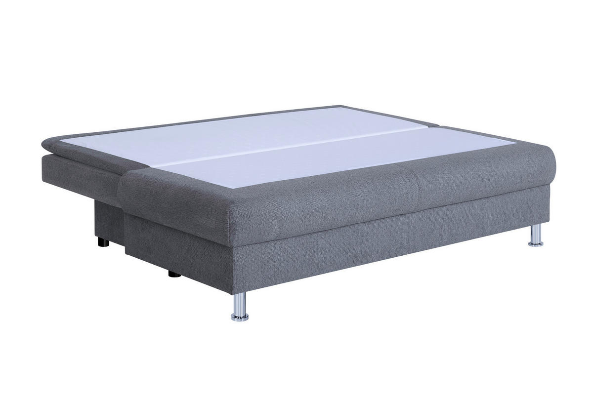 SCHLAFSOFA  mit Schlafen auf Sitzhöhe Webstoff Grau  - Chromfarben/Schwarz, Design, Kunststoff/Textil (200cm) - P & B