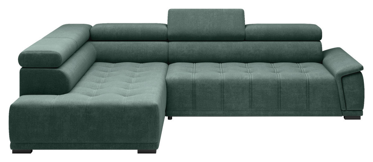 HÖRNSOFFA i chenille, vävt tyg mörkgrön  - svart/mörkgrön, Modern, textil/plast (206/283cm) - MID.YOU